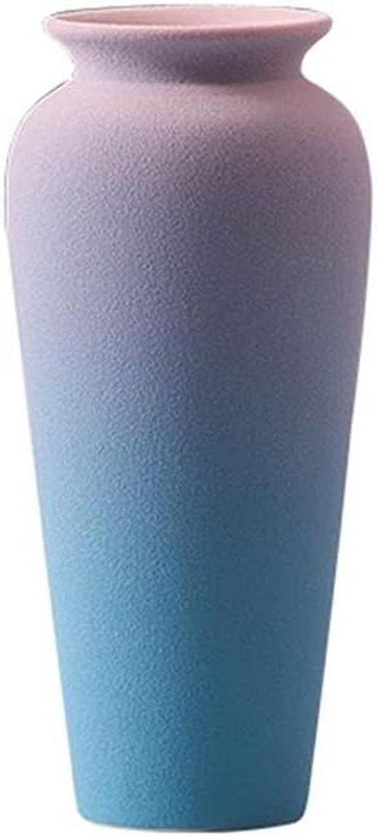 Blauwe Keramische Vaas met Gradiënt Frosted Effect voor Woonkamer Decoratie