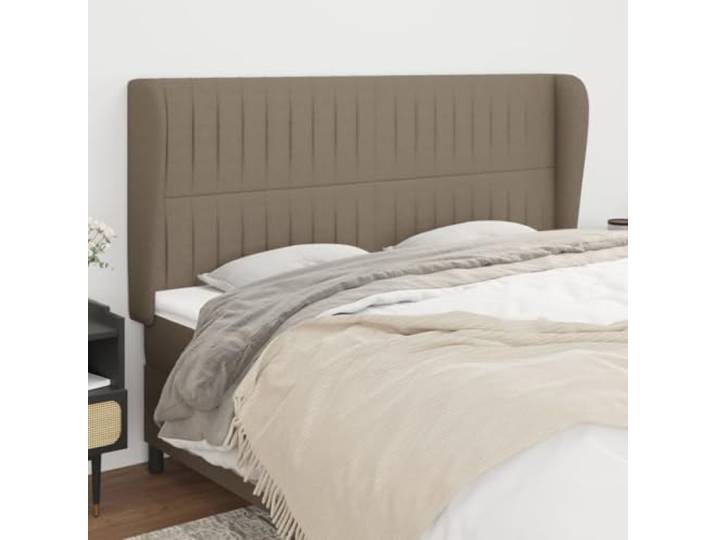 RJPLMFV Kopfteil mit Ohren, Taupe, 203 x 23 x 118/128 cm, Stoff Höhenverstellbar, stabile Holzfüße, bequeme Rückenlehne, Lieferung mit Montageanleitung