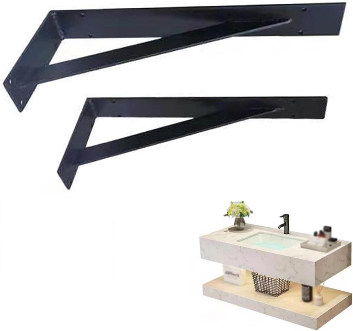 Zwarte Plankdragers Set - Zware Driehoekige Wandsteunen - 35 cm