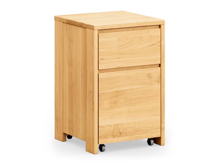 Naturwohnen Massivholz Schreibtisch- Container 69x44x45cm Erle natur geölt Serie Arbor Schublade und Tür mit Soft Close mit bioola® nature