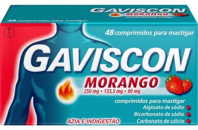 Gaviscon Comprimidos Azia Indigestão Morango 48 comprimidos