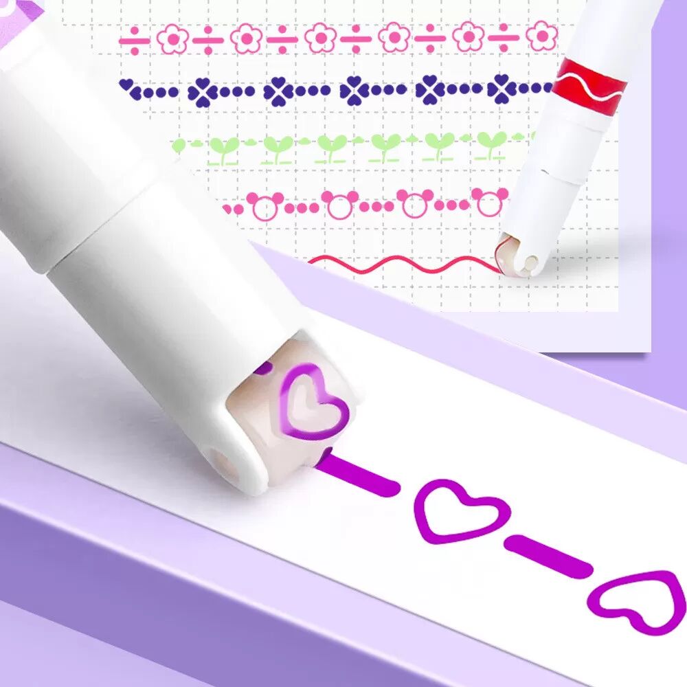 INF Ensemble de stylos roller à contour floral Marqueurs de conception unique 6 pièces