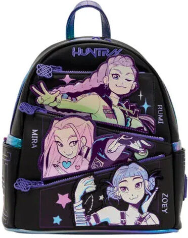 Loungefly KPop Demon Hunters HUNTR/X Mini Backpack with Photo Card Charm - Official Netflix Merchandise, Polyurethane Faux Leather