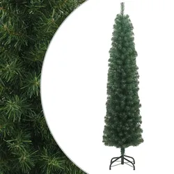 vidaXL Schlanker Künstlicher Weihnachtsbaum mit Ständer Grün 180cm PVC