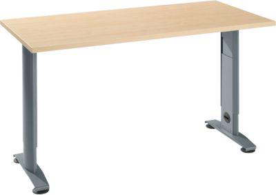 Home Office Tisch Login, C-Fuß, B 1300 x T 650 mm, Ahorn/basaltgrau