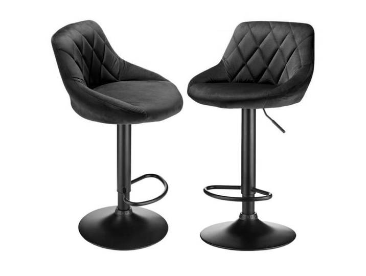 Tabouret de bar Un ensemble de deux surfaces de tabouret en flanelle pieds en métal réglables en hauteur noir