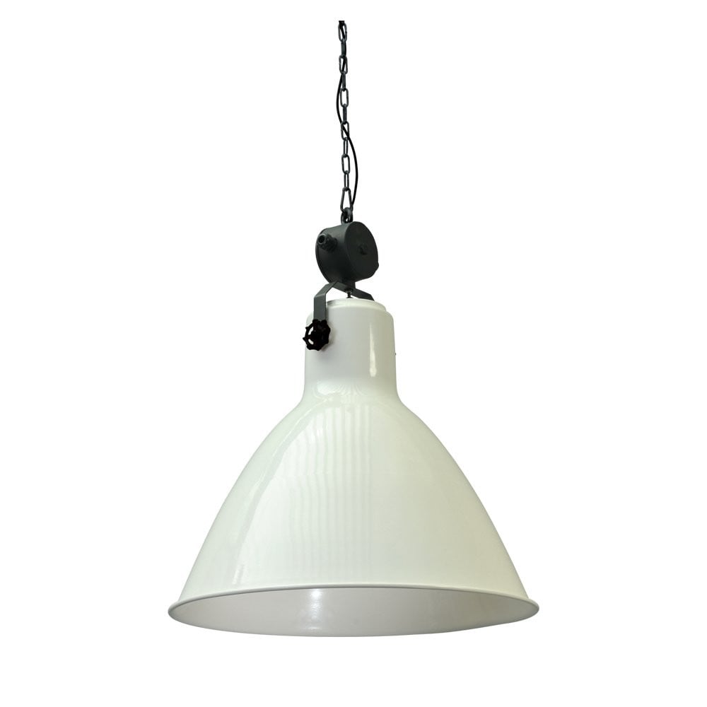Masterlight Industria 58 Retro industrie hanglamp - Wit met zwart