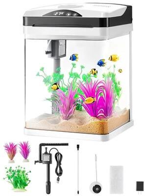 Tools, Home & Hobby Smart 2 Gallon Fish Tank Aquarium With LED Lighting Self Cleaning System Smart 2 Gallon Fish Tank Aquarium With LED Lighting Self Cleaning System