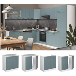 Vicco Spülenunterschrank Küchenschrank R-Line Solid Weiß Blau Grau 80 cm modern