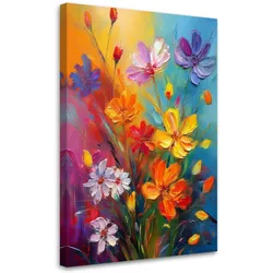 LEINWANDBILD Blumenwiese abstrakt bunt 40x60cm