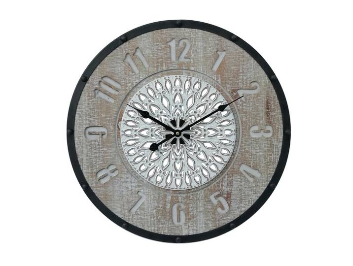 Mobili Rebecca Wanduhr Braun 5/50/50 cm, 5x50x50 cm, Dekoration, Uhren, Wanduhren