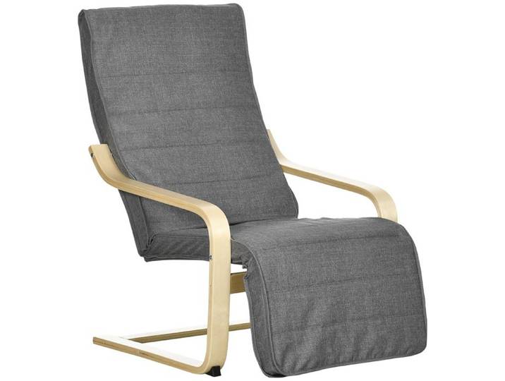 CollaHausse Fauteuil Relax avec Repose-Pieds Réglable Tissu Bureau/Chambre Gris 66 5x94x100cm