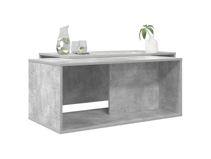 KTHLBRH Kaffeetisch-Set, 2 Stück, Grau, Beton, Holz, mehrschichtig Schlankes, rechteckiges Design, veredelte Rückwände, pflegeleicht, ideal für Wohnzimmer