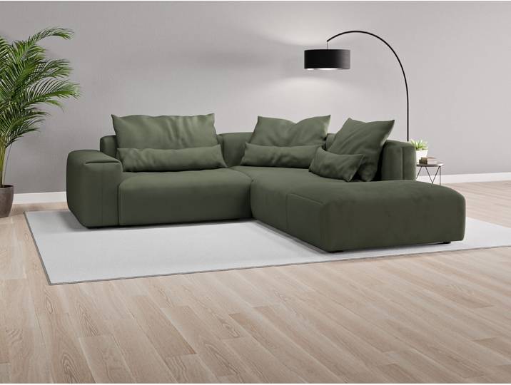 Ecksofa Denver Nr. 3 rechts - Grün (Waldgrün) - Vintage Velours