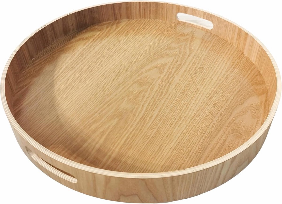 Ronde Houten Dienblad met Handvatten 40 cm - Serveerplank voor Borrelhapjes en Ontbijt