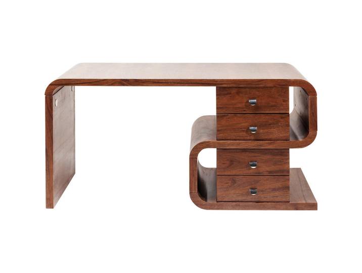 Kare-Design Schreibtisch, Braun, Holz, Metall, Walnuss, 4 Schublade(n) Schubladen, 70x76x150 cm, Holzmöbel, Holztische, Schreibtische Holz, Schreibtische Holz