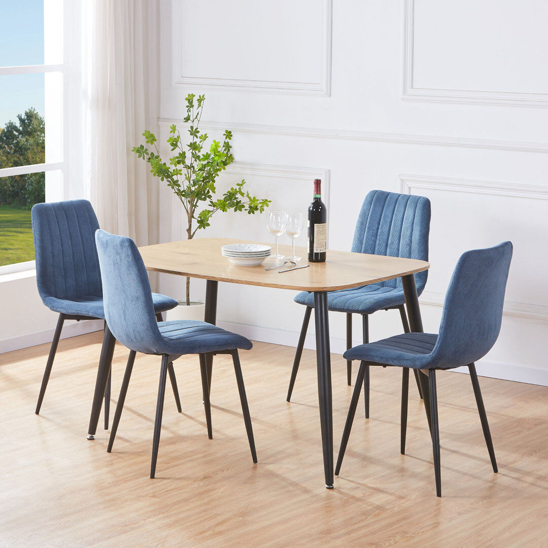 Core Products Aspen 1200mm foiled rect. table & 4 fabric chair Set Beige/Blue 4