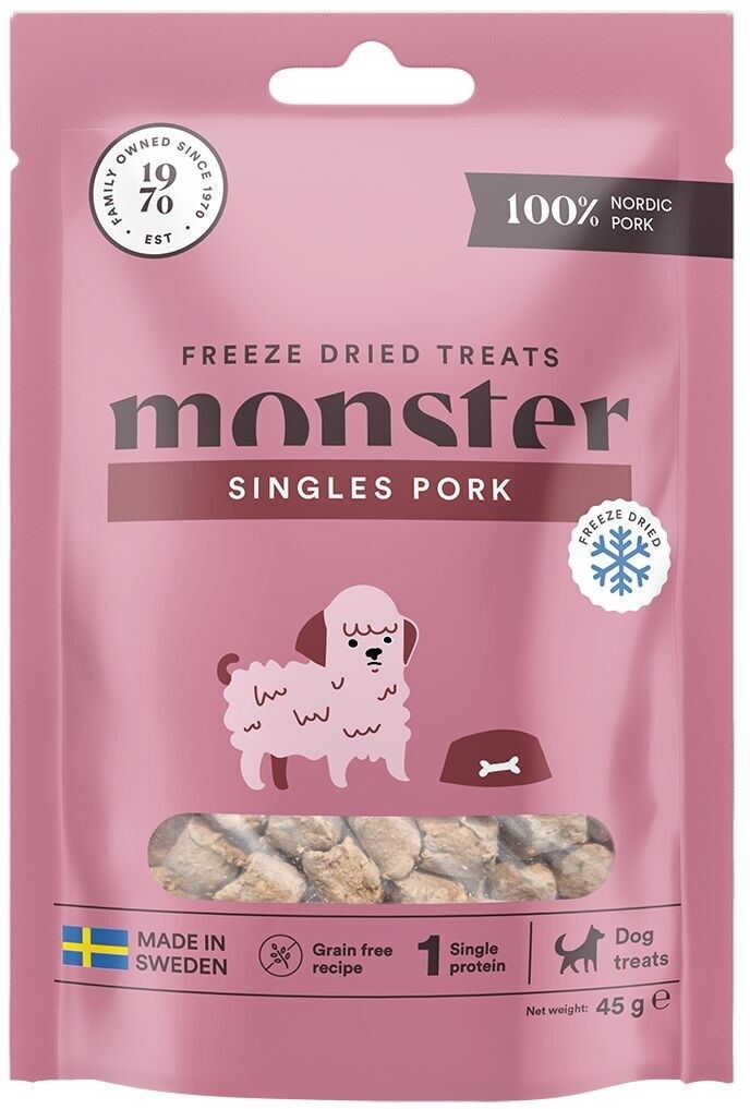 Monster Pet Food Monster Dog Treats Freeze Dried Pork 45 g