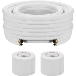 VEVOR Kältemittelleitung 15,24 m, Kupferleitung 6,4&12,7 mm Außendurchmesser, PE-isolierte Spule mit Bördelmuttern, Umreifungsbänder, für Mini-Split-Klimaanlage, HVAC oder Wärmepumpensystem