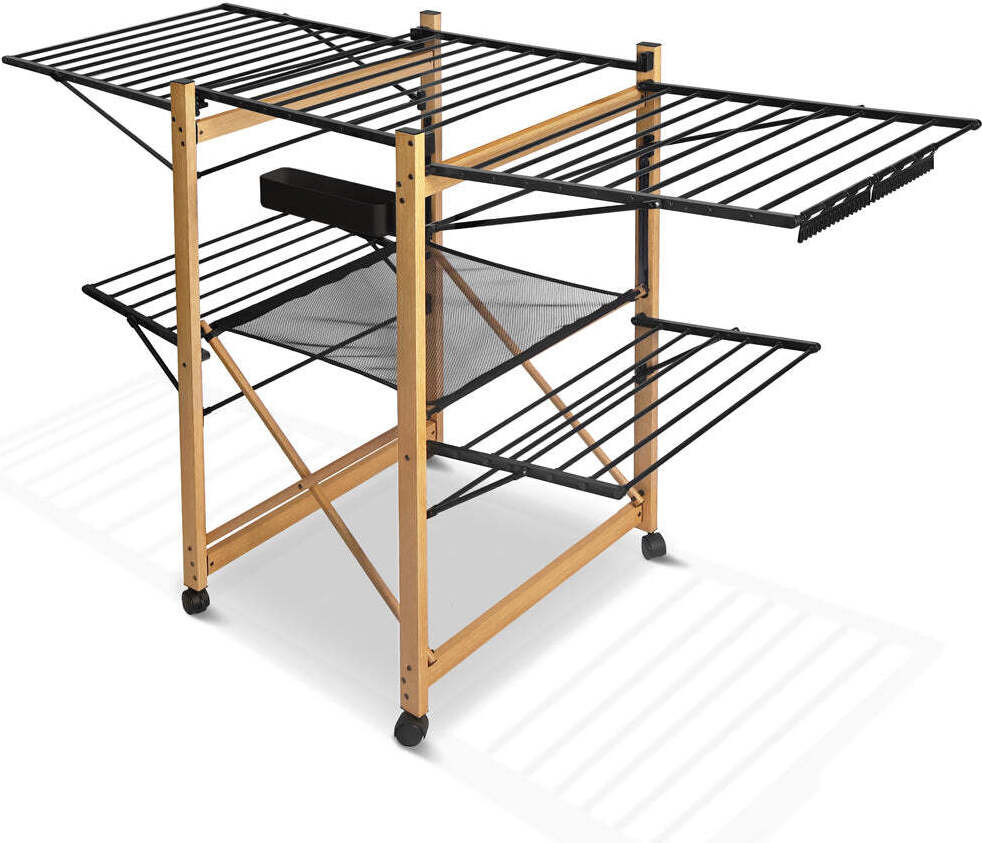 VOUNOT Wasrek, uitschuibaar en ruimtebesparend, zwart, drooglengte 30 meter