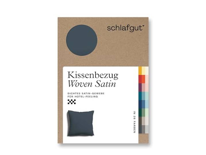 schlafgut Woven Satin Kissenbezug 40x40cm Grey Deep, Hotelqualität seidig