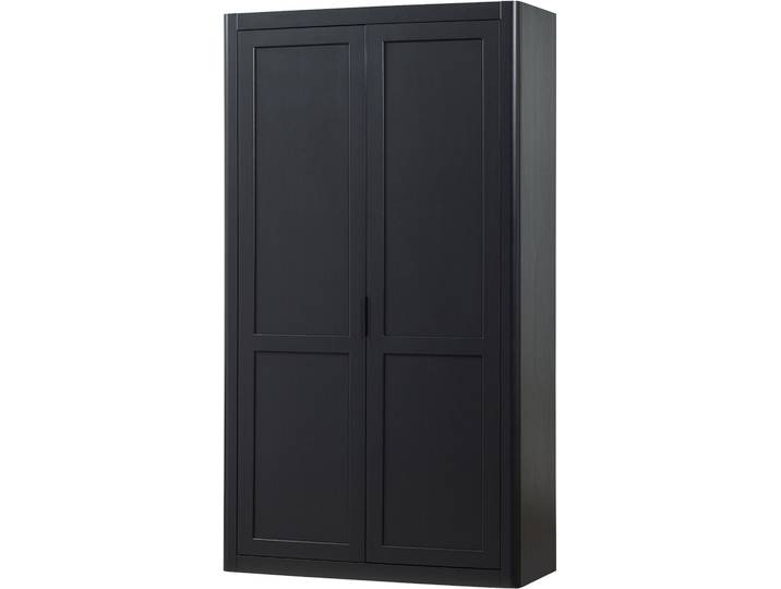 Mehrzweckschrank WOOOD Gunnar FSC-Kiefernholz gebürstet, H 217 x B 120 x T 48 cm , schwarz, B:120cm H:217cm T:48cm, Massivholz, Schränke, Mehrzweckschrank, Tragkracht 20kg pro boden, Wandbefestigung empfohlen, Pfleigleicht