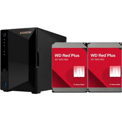 Synology SERVEUR NAS ASUSTOR AS-3302T - 4TO (2X2TO) WD RED PLUS (WD Red Plus), NAS, Schwarz