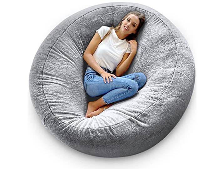 Aiire Riesen Sitzsack Kaninchenfell 150 cm - Bean Bag Chair XXL Flauschig mit Füllung für Deko, Jungen und Kinder - Bodenkissen Grob, Chill Sessel für Kuschelecke – Relaxo Sitzsäcke Erwachsene