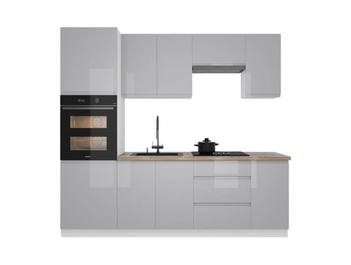 ROYAL24_MARKT Küchenzeile K101-G240 - Velmora - Stilvoll kochen auf kleinem Raum, (Komplett Set), Feinste Qualität - Modern - Zeitlos.