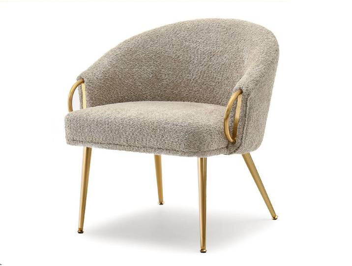 Compleo Loungesessel Sessel boucle, Bequemer Schaffell-Sessel CLARO, Glamour design