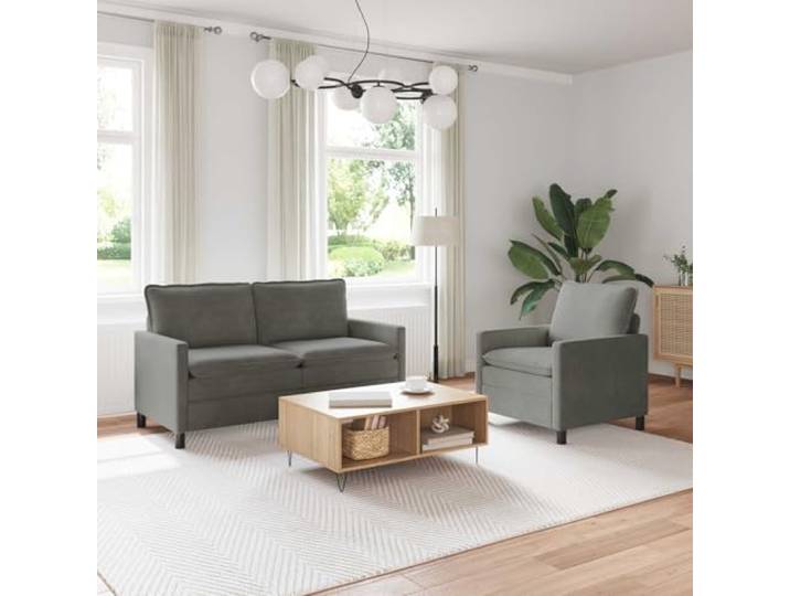 pokgdf Cordsofa Set Hellgrau 2 Stück mit Metallrahmen Abnehmbare Bezüge, Trockenes Tuch Reinigung, Modernes Design, 2 Personen Montage