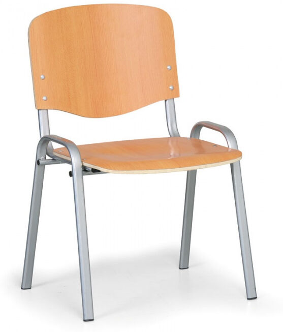 B2B Partner Holzstuhl ISO, Buche, graue Konstruktion, Tragfähigkeit 120 kg