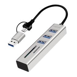 LogiLink UA0445 USB-Hub 3 Port USB-A, SDHC, microSDHC USB 3.0 5 GBit/s Aluminium UA0445