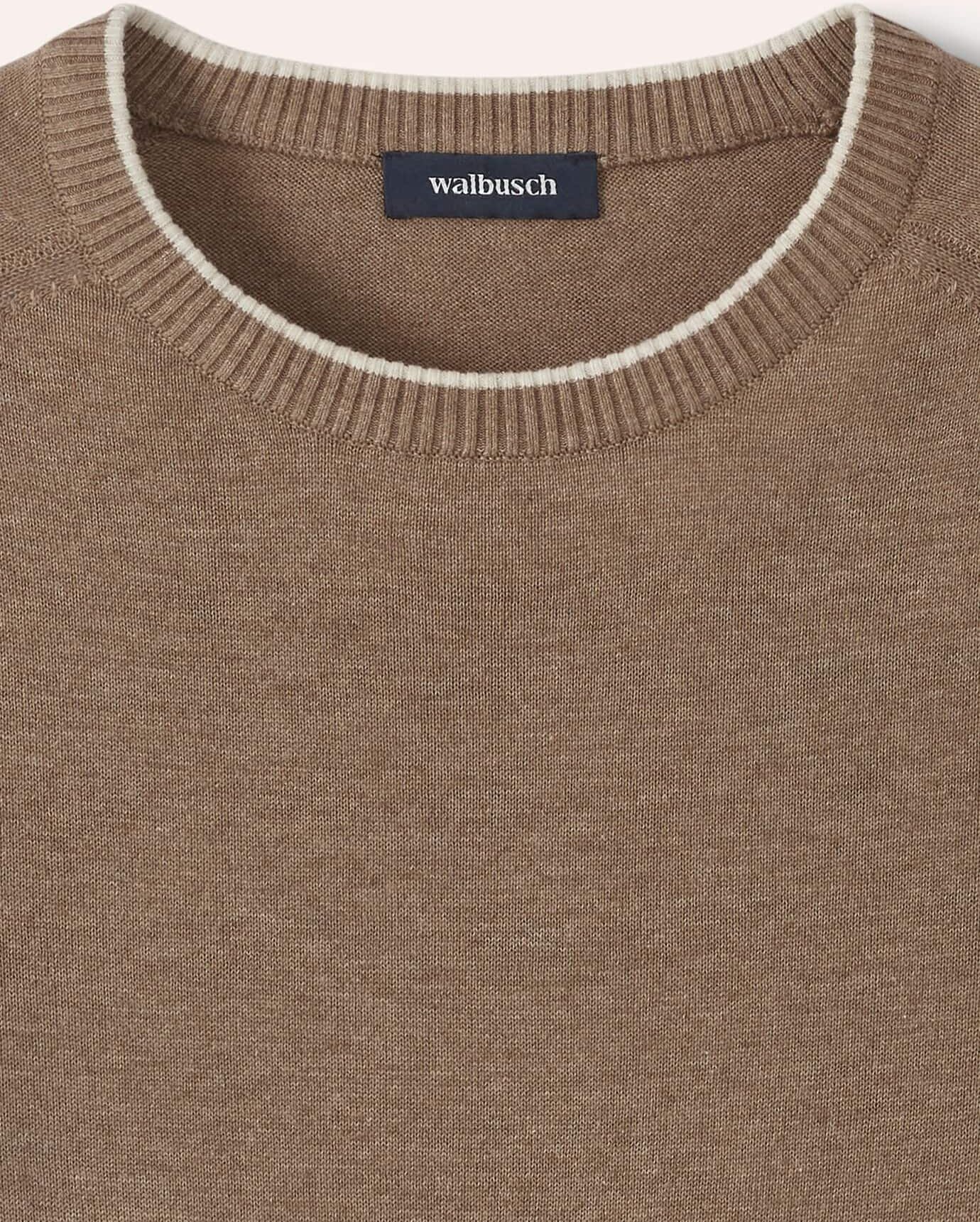 Walbusch Premium Pullover, normale Größen, Farbe Beige, 56, edle Seide kostbares Cashmere Herren