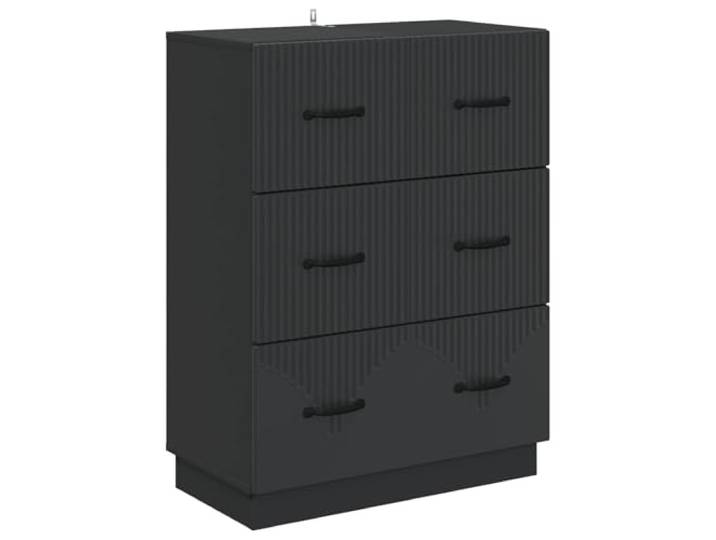 Makastle Schubladenschrank 66 x 34,5 x 87 cm Schwarz Holzwerkstoff mit 3 Schubladen