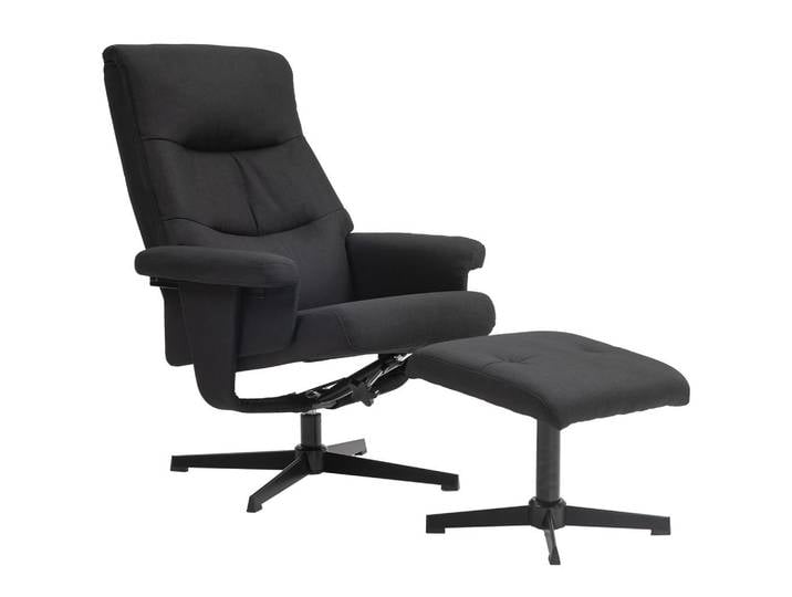 Homcom Relaxsessel mit Hocker, Gepolstert Fernsehsessel mit Liegefunktion, Schwarz, Metall, 81x102x74 cm, Wohnzimmer, Sessel, Relaxsessel