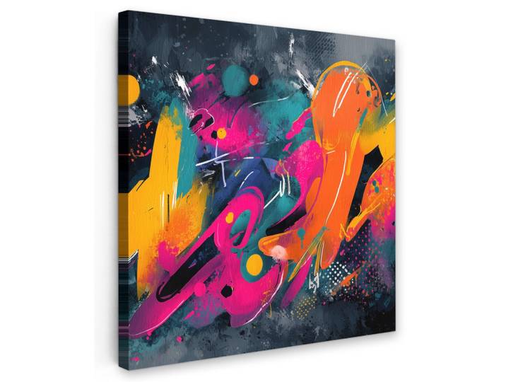 LEINWANDBILD Abstrakt - Graffiti - Farbenfroh - Farbspritzer Wandbild Wohnzimmer 50x50 cm