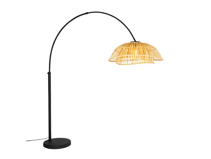 Lampe d'arche orientale noire avec bambou naturel - Pua