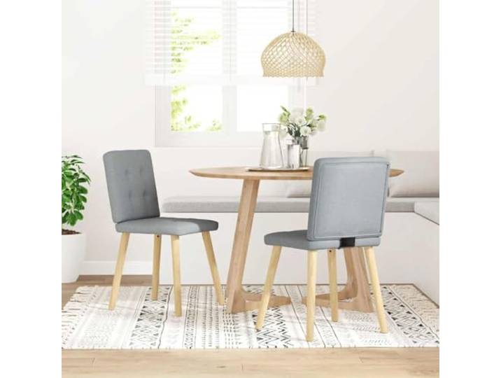 KLGBNCVE Esszimmerstühle 2 STK. Hellgrau Stoff Metall und Holz, dicker Schaumstoff, Polyester, Esszimmer, Wohnzimmer, Gästezimmer