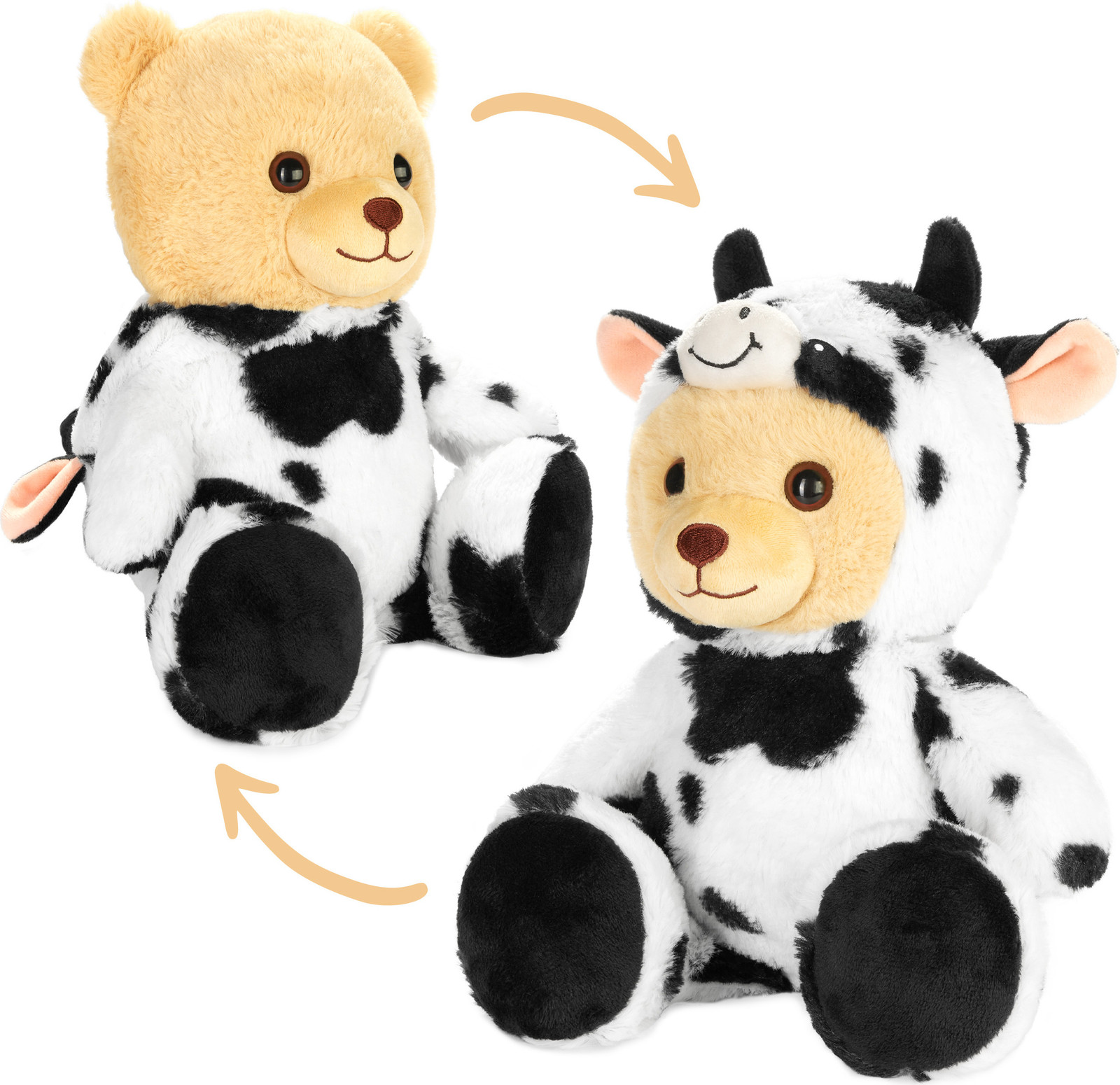 BRUBIES Teddybeer Kuh - Pluche knuffel met koeienkostuum en capuchon - 25 cm