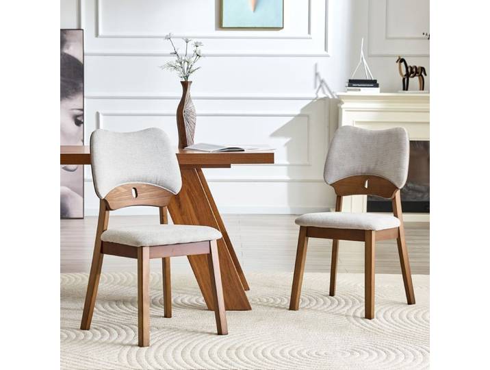 Chaise de bureau Chaises en bois modernes avec assise rembourrée 2 set chaises de salle à manger avec dossier papillon Gris