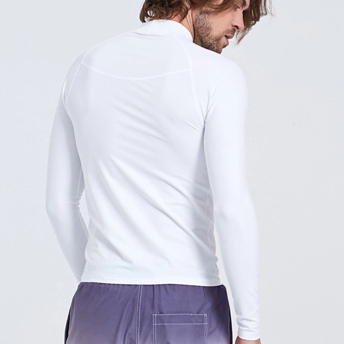 INF Langarm Rash-Guard Schwimmshirt – schnelltrocknendes Nylon82%+Spandex18% mit Sonnenschutz und schlanker Passform XXL Weiß