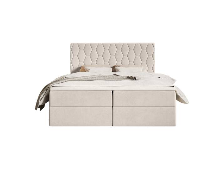 Lit boxspring en velours 180x200 cm, crème