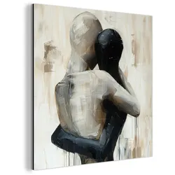 METALLBILD Abstrakt - Liebe - Schwarz und weiß - Modern 50x50 cm