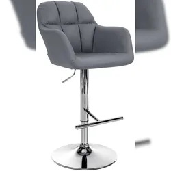 Proregal CHEFGASTRO Barhocker NEVADA Kunstleder Chrom HxBxT 97x57x59cm Kunstleder Grau Barstuhl