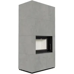 Kratki Kaminbausatz FLOKI BOX 8kW Ø160 Quarzsinter CEMENTO GRIGIO BOCCIARDATA