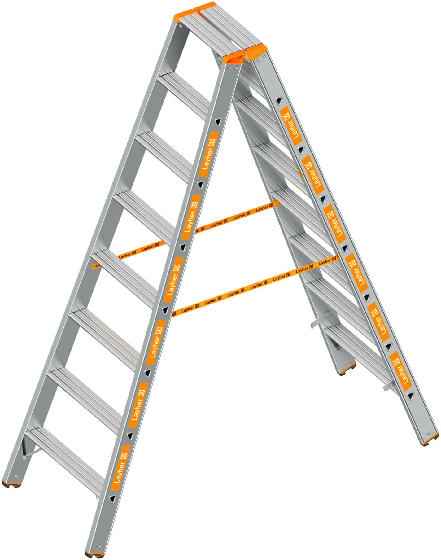 Layher Stufenstehleiter TOPIC 1048 2x8 Stufen eloxiert (1048008)