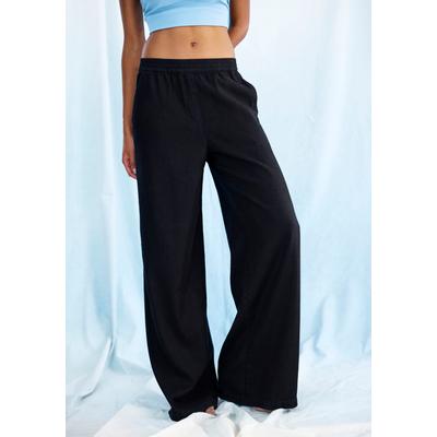 Schlupfhose H.I.S, Damen, Gr. 40/42, N-Gr, schwarz, Obermaterial: 65% Lyocell, 35% Baumwolle, unifarben, Basic, figurumspielend lang, Hosen Schlupfhose, weites Bein, in Denim Optik