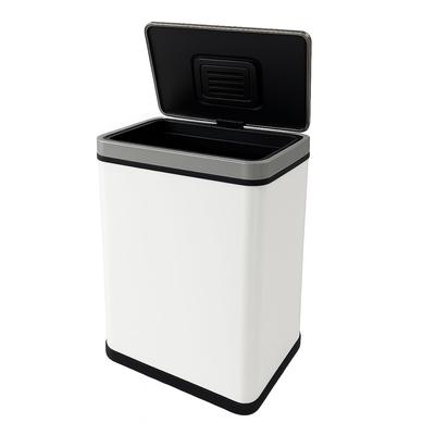 WellHome - 50 l weißer Mülleimer aus Edelstahl mit automatischem Sensor und Geruchsfilter 39 x 27 x 54 cm