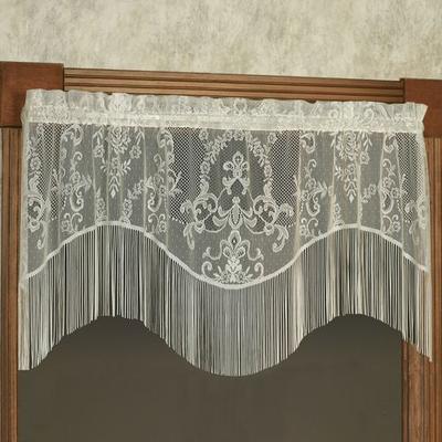 Touch of Class Queens Lace Scalloped Valance 56 x 24, 56 x 24, Ivory